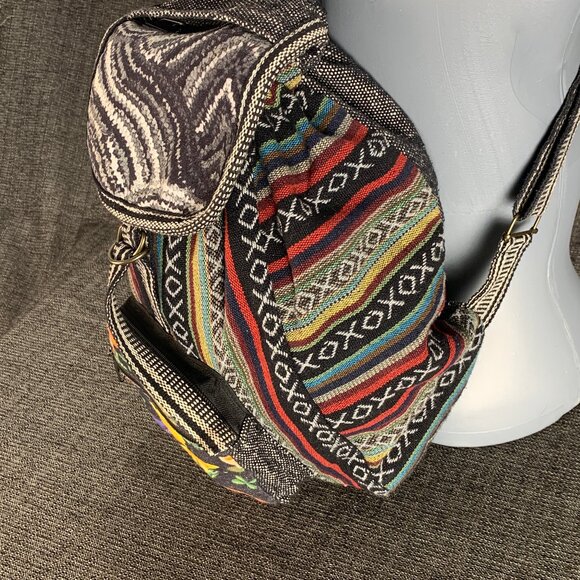 Kathmandu Imports Backpack - bag medium boho hippie festival colorful mushrooms - Picture 2 of 14